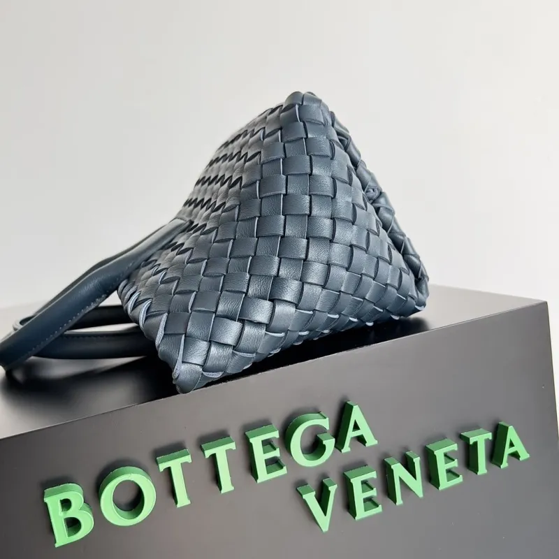 Bottega Veneta Dark Blue Woven Leather Tote Bag - Image 3