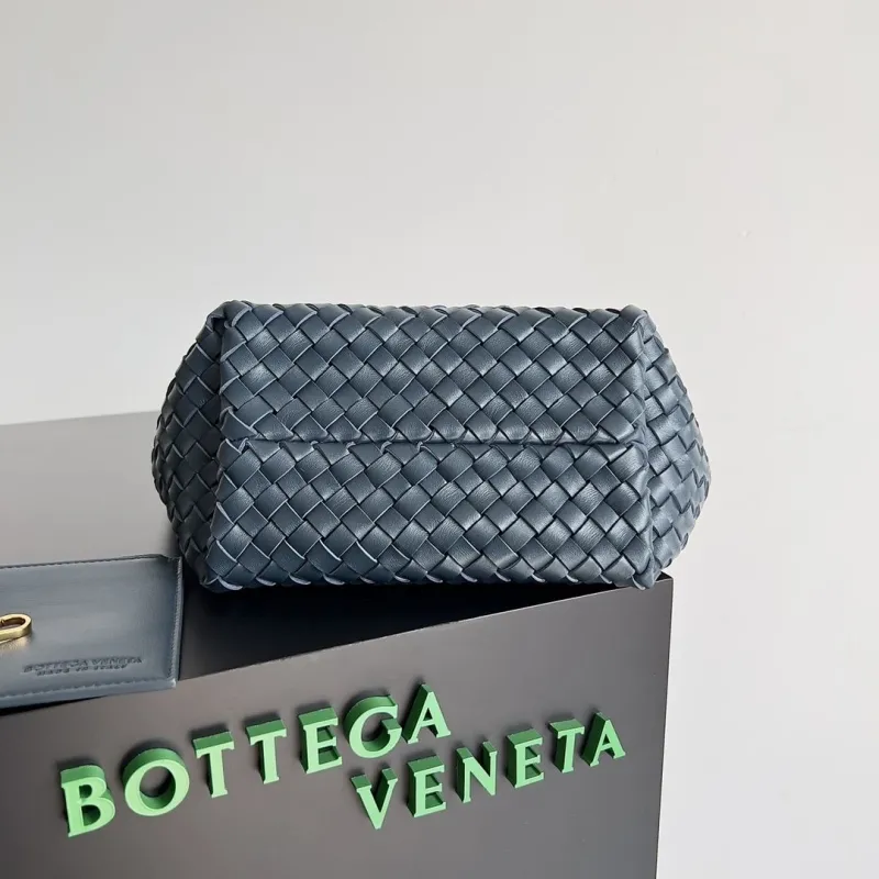 Bottega Veneta Dark Blue Woven Leather Tote Bag - Image 4
