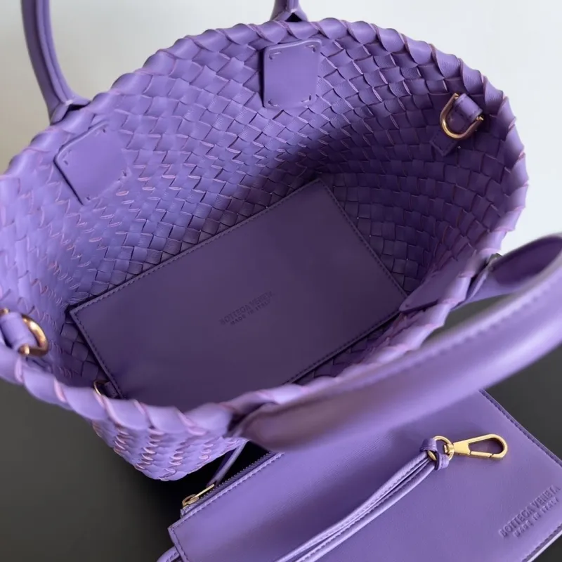 Bottega Veneta Purple Woven Crossbody Tote Bag - Image 8
