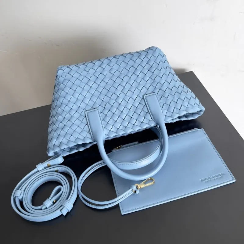 Bottega Veneta Light Blue Woven Mini Tote Bag - Image 6