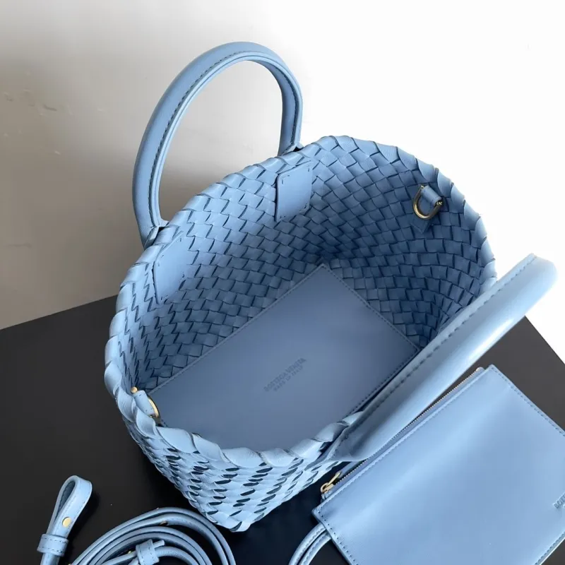 Bottega Veneta Light Blue Woven Mini Tote Bag - Image 9