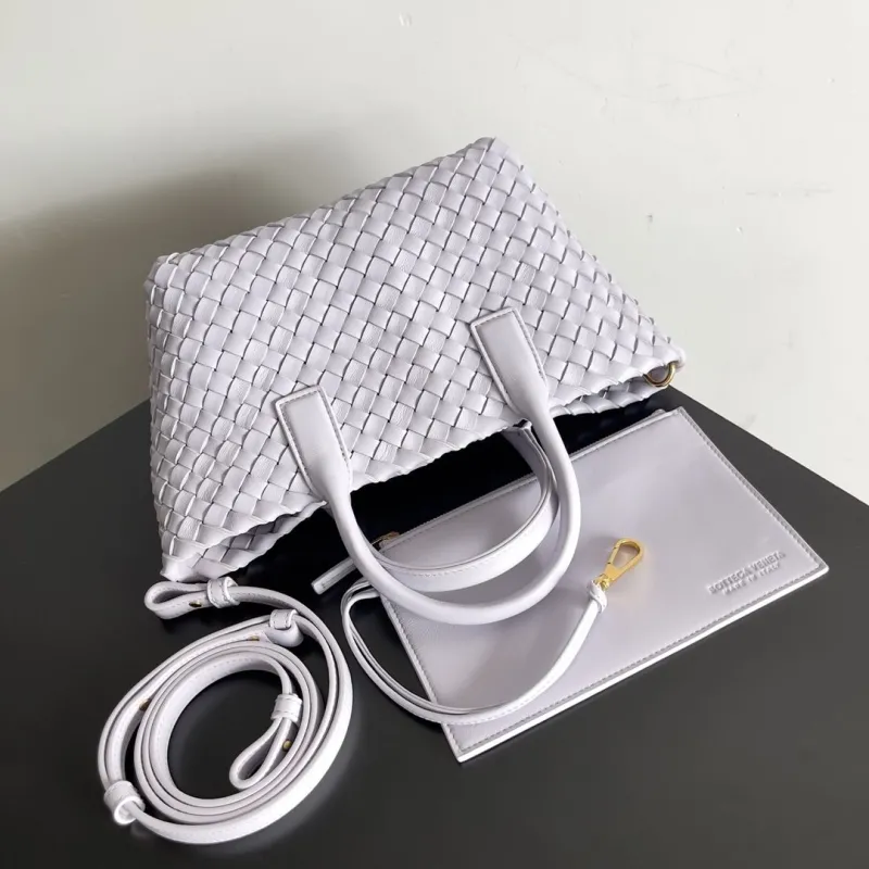 Bottega Veneta Light Gray Woven Leather Tote Bag 65 - Image 8
