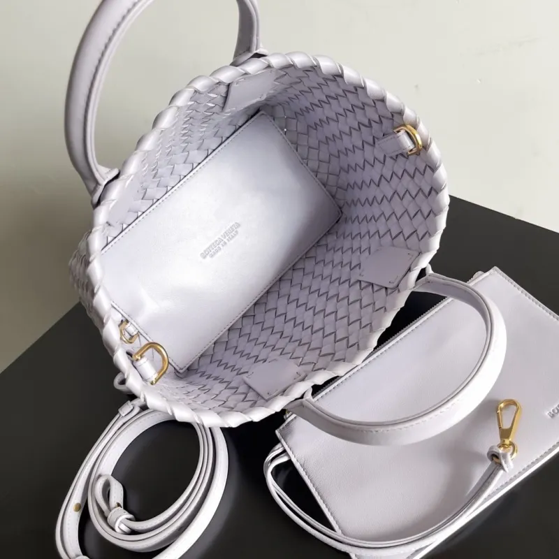 Bottega Veneta Light Gray Woven Leather Tote Bag 65 - Image 9