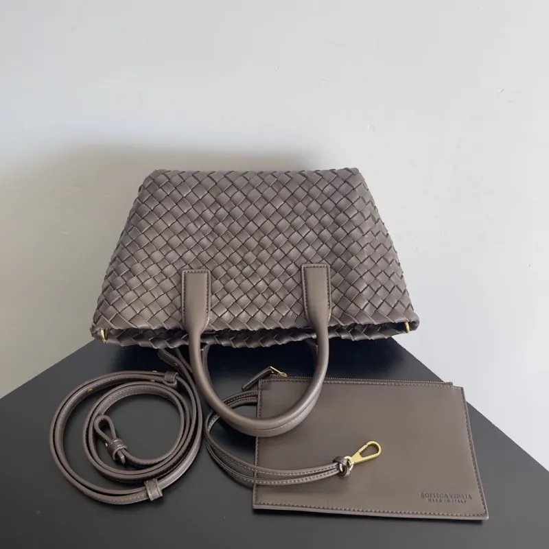 Bottega Veneta Woven Leather Mini Tote Bag Taupe - Image 7