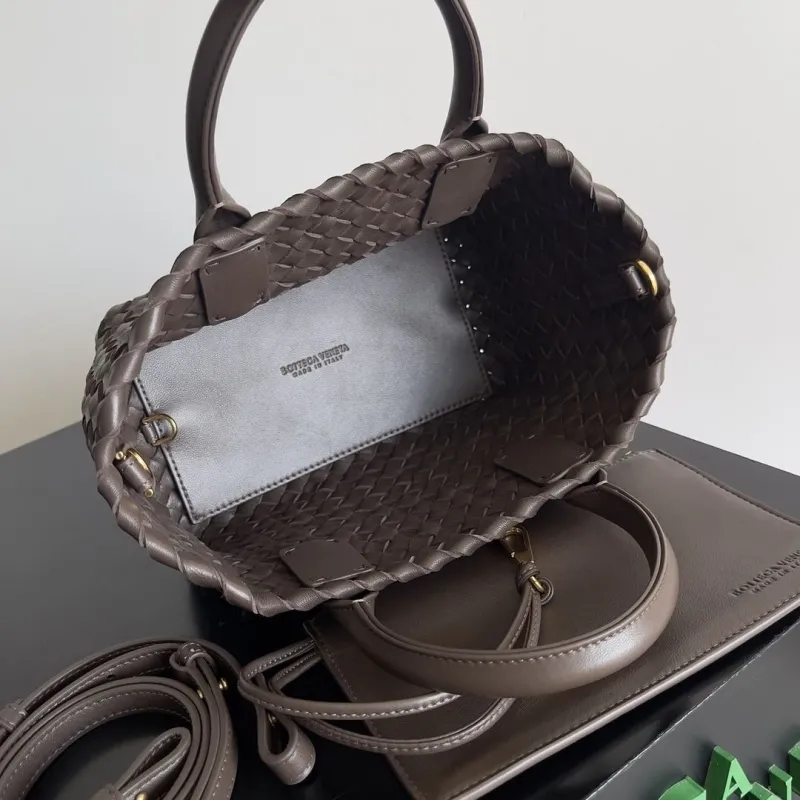 Bottega Veneta Woven Leather Mini Tote Bag Taupe - Image 9