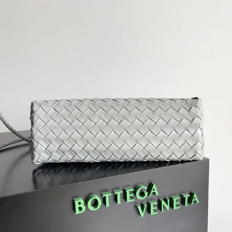 Bottega Veneta Light Gray Woven Tote Shoulder Bag - Image 3