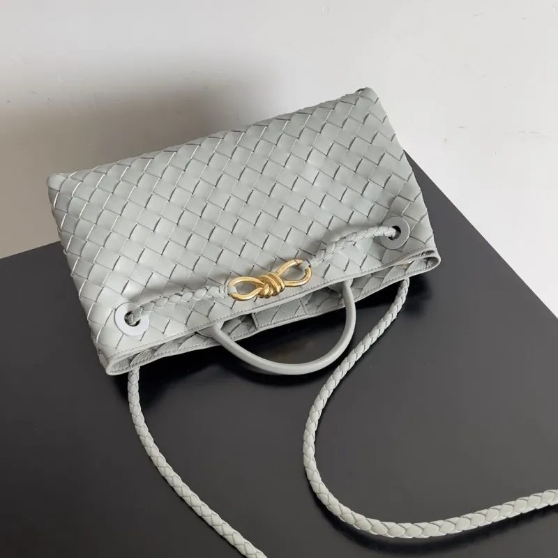 Bottega Veneta Light Gray Woven Tote Shoulder Bag - Image 6