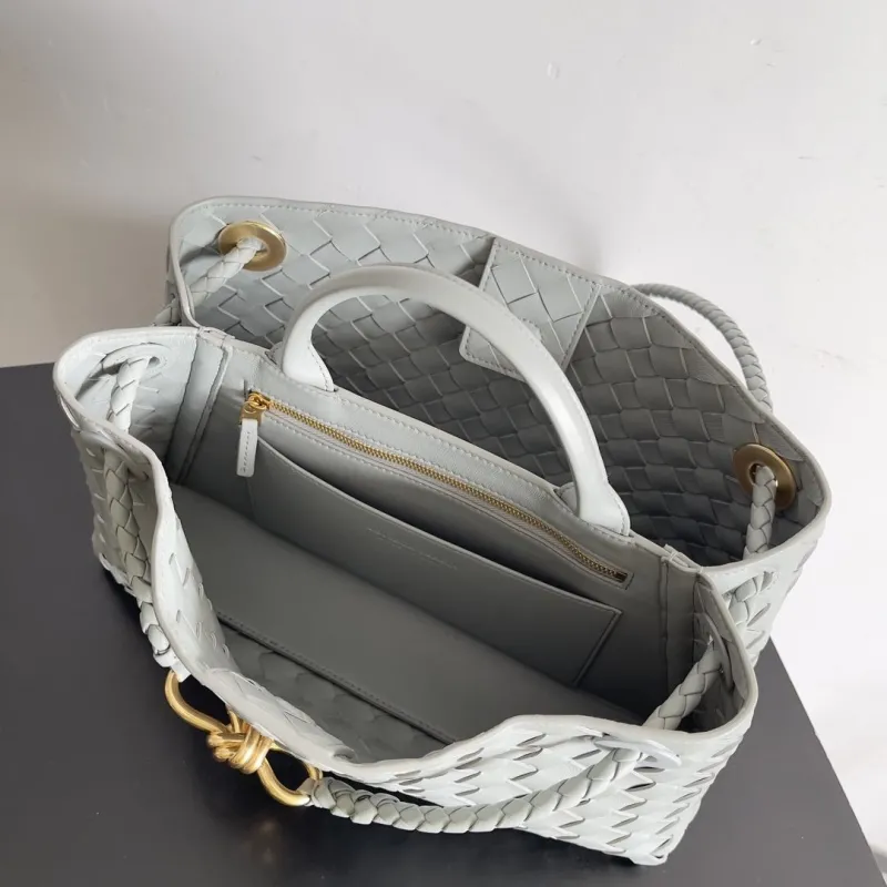 Bottega Veneta Light Gray Woven Tote Shoulder Bag - Image 9