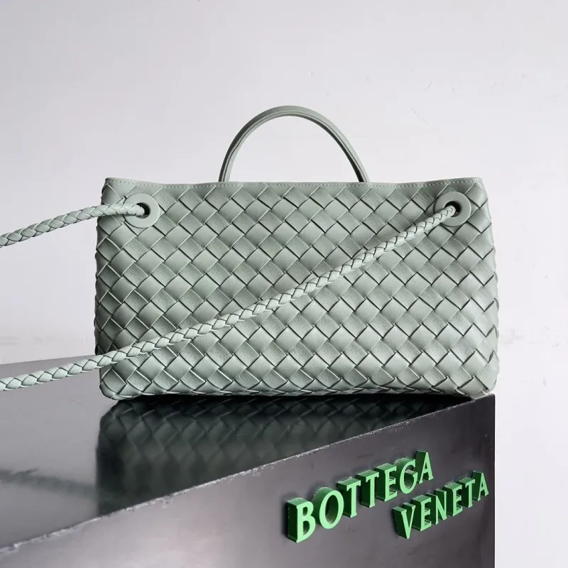 Bottega Veneta Sage Green Woven Shoulder Bag 77 - Image 3