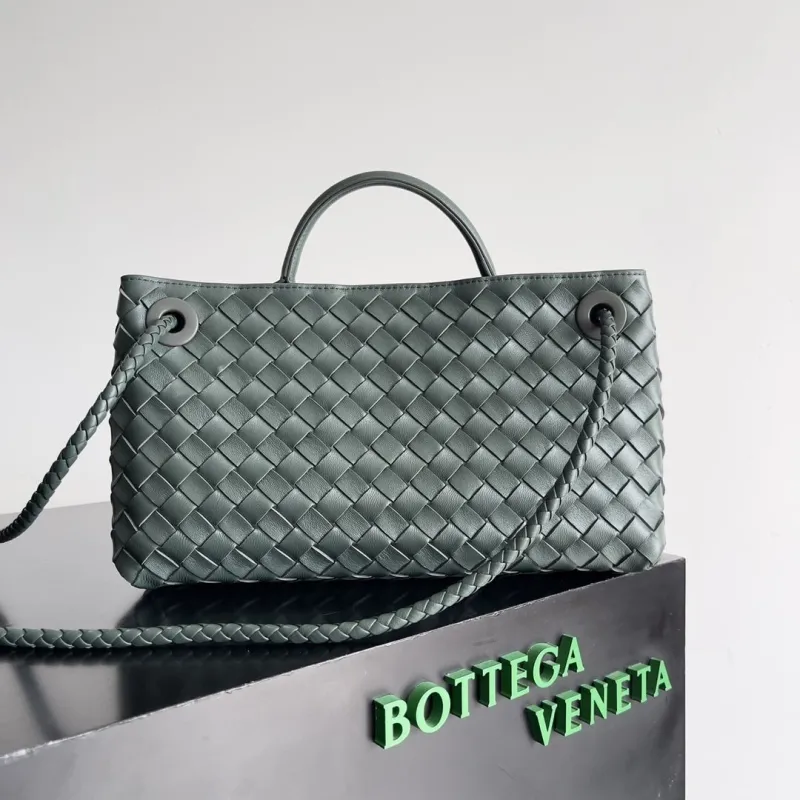 Bottega Veneta Dark Green Woven Leather Tote Bag 78 - Image 3