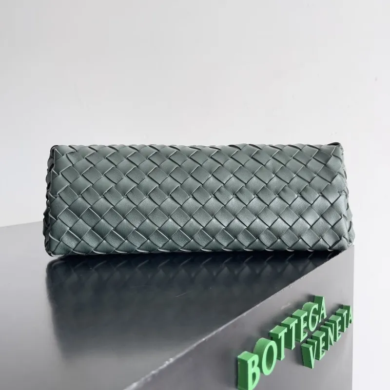 Bottega Veneta Dark Green Woven Leather Tote Bag 78 - Image 4
