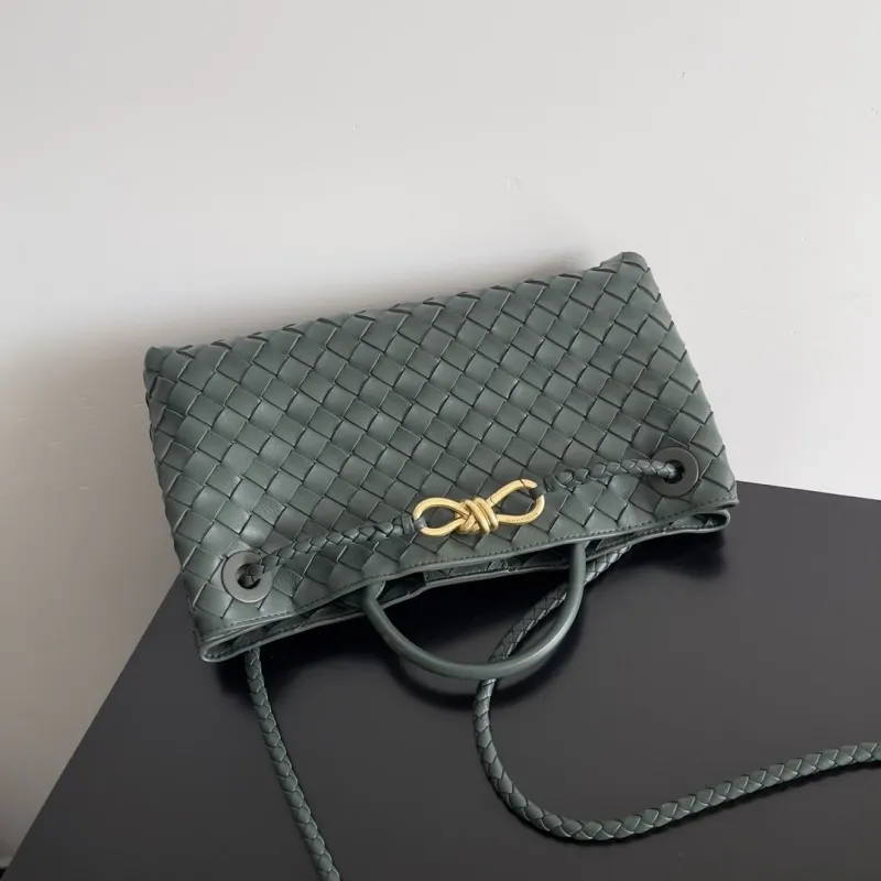 Bottega Veneta Dark Green Woven Leather Tote Bag 78 - Image 5