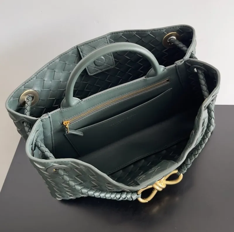 Bottega Veneta Dark Green Woven Leather Tote Bag 78 - Image 9