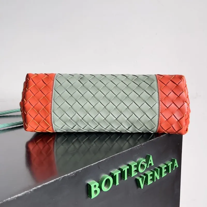 Bottega Veneta Woven Leather Tote Bag Mint Orange 79 - Image 4