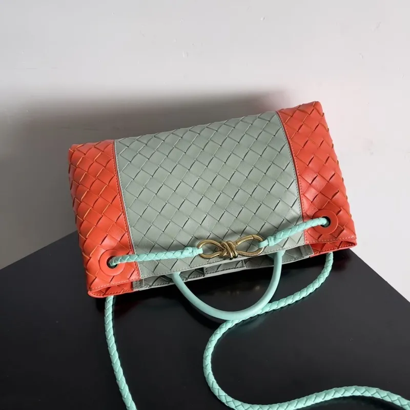 Bottega Veneta Woven Leather Tote Bag Mint Orange 79 - Image 5