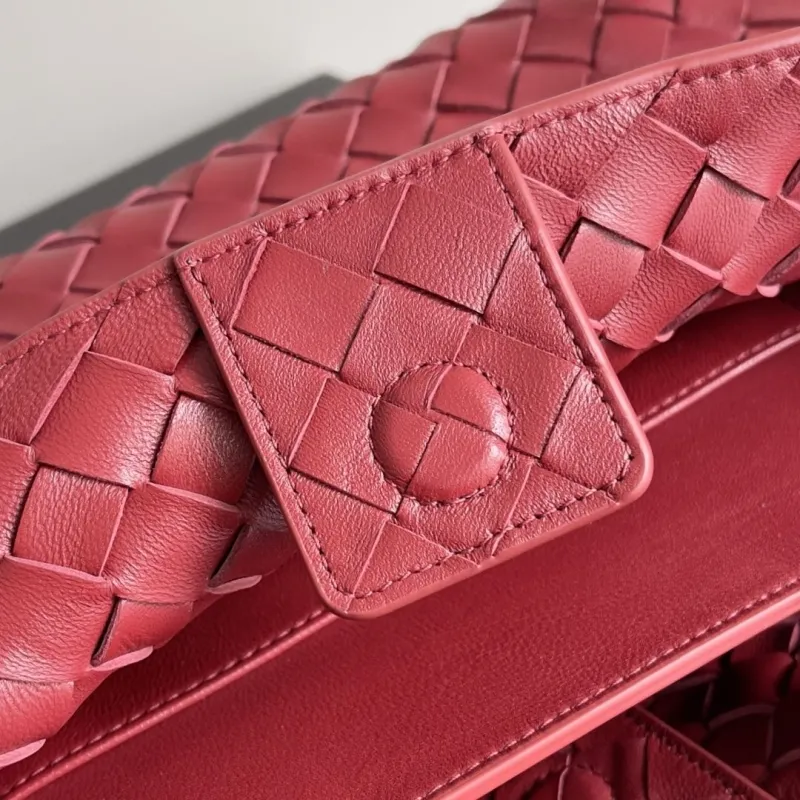 Bottega Veneta Woven Leather Shoulder Tote Bag Burgundy - Image 7