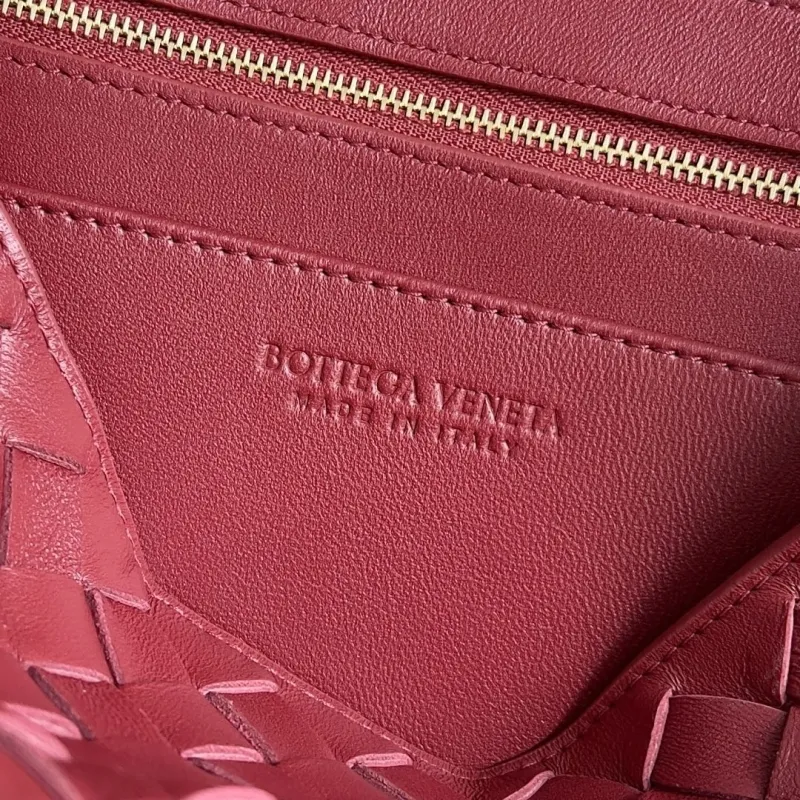 Bottega Veneta Woven Leather Shoulder Tote Bag Burgundy - Image 8