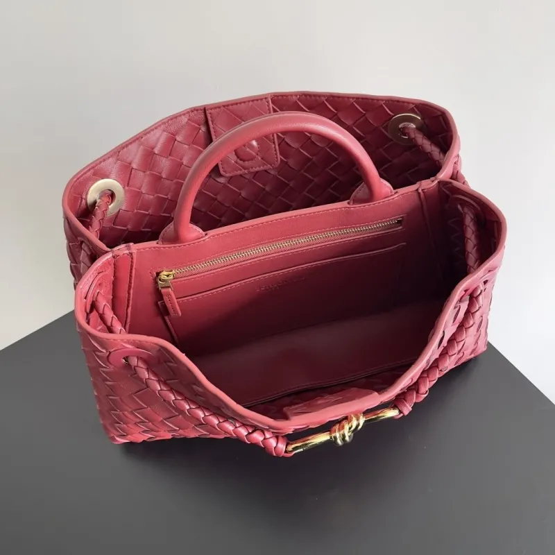 Bottega Veneta Woven Leather Shoulder Tote Bag Burgundy - Image 9