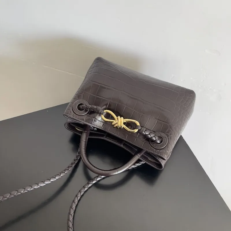 Bottega Veneta Dark Brown Croc Embossed Shopping Bag 84 - Image 6