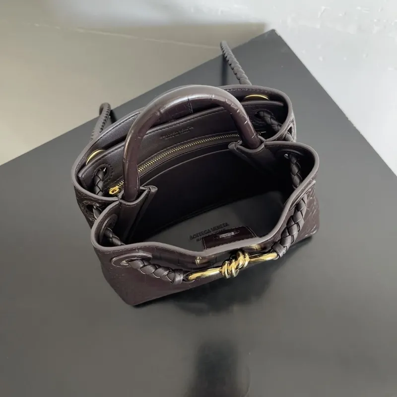 Bottega Veneta Dark Brown Croc Embossed Shopping Bag 84 - Image 9