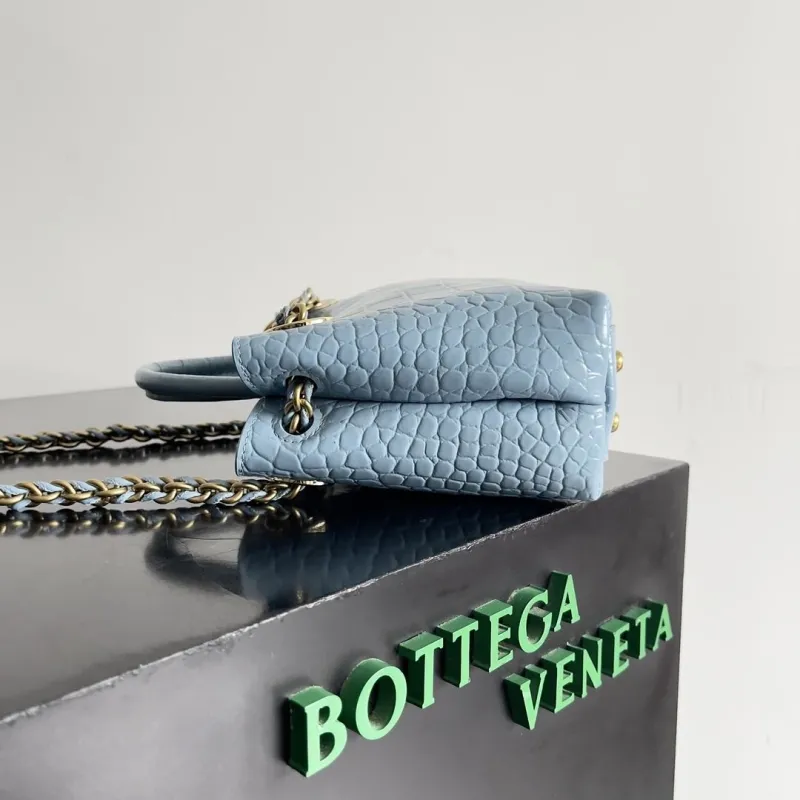 Alternative view of Bottega Veneta Light Blue Crocodile Embossed Chain Handbag