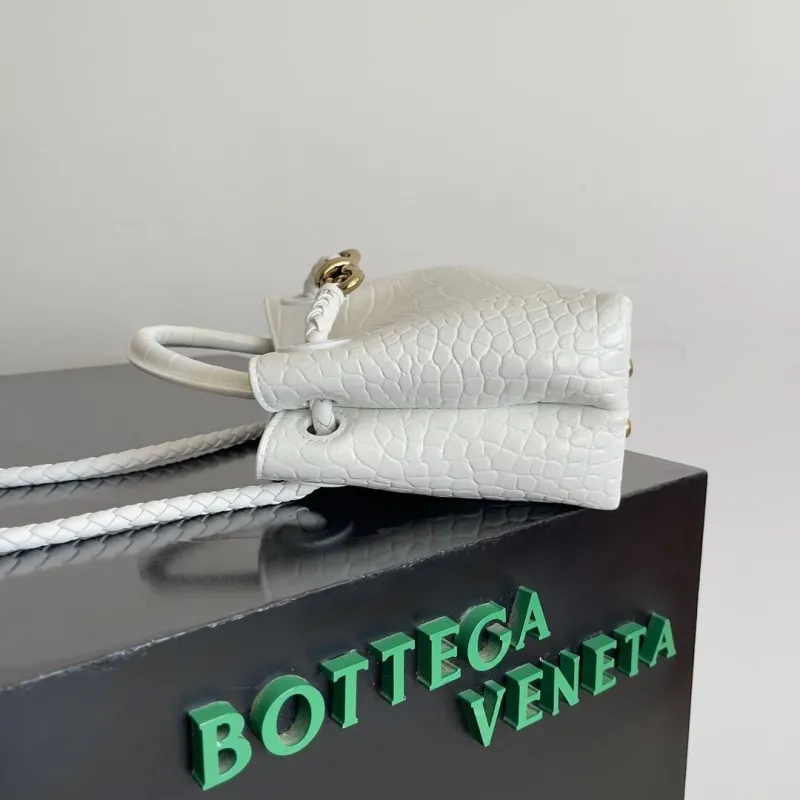 Bottega Veneta White Croc Embossed Mini Handbag - Image 3