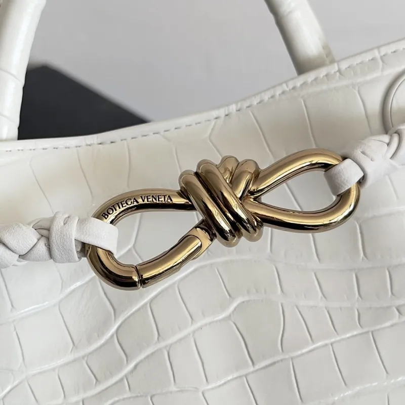 Bottega Veneta White Croc Embossed Mini Handbag - Image 5