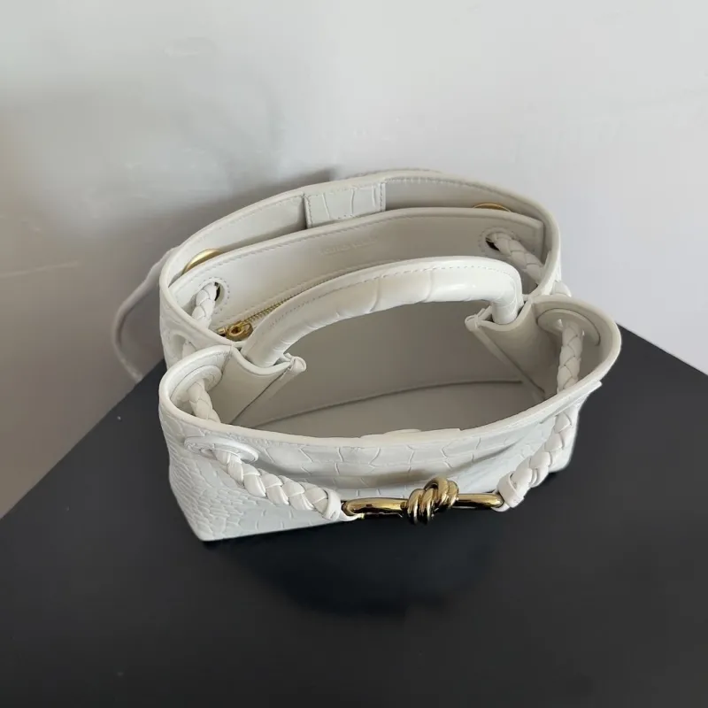 Bottega Veneta White Croc Embossed Mini Handbag - Image 9