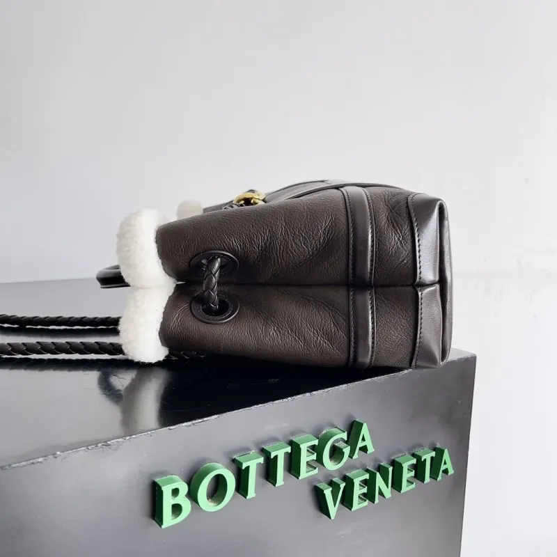 Alternative view of Bottega Veneta Dark Brown Shearling Trim Leather Tote Bag