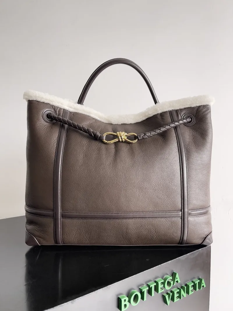 Bottega Veneta Brown Shearling Tote Bag 93
