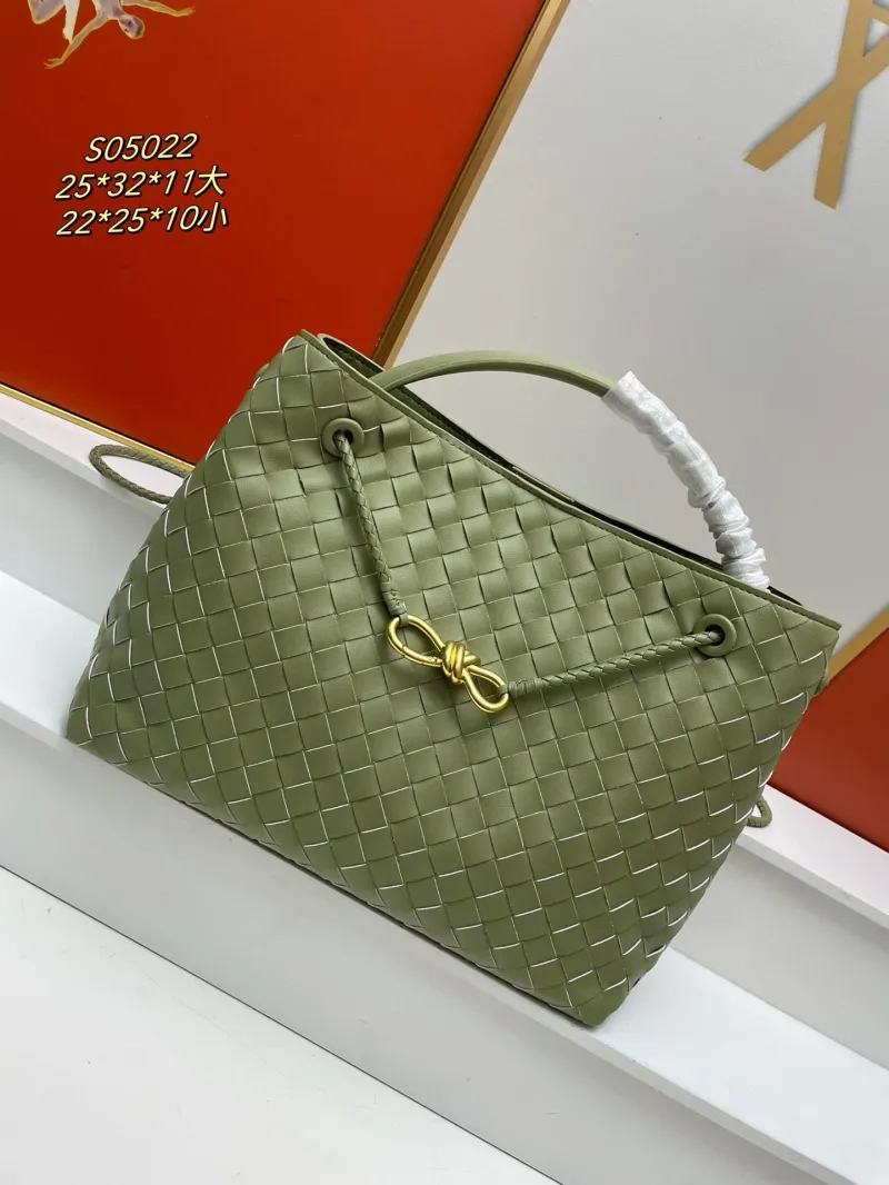BV Olive Green Woven Tote Bag S05022 Large Small