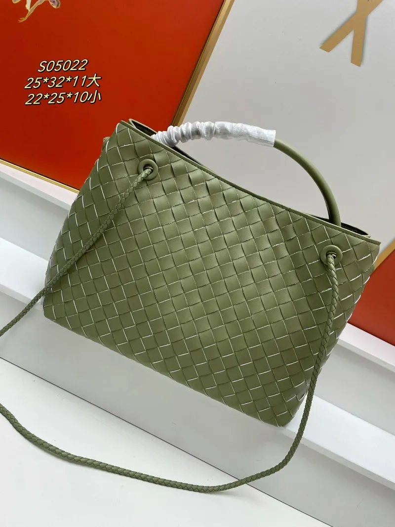 Alternative view of BV Olive Green Woven Tote Bag S05022 Large Small