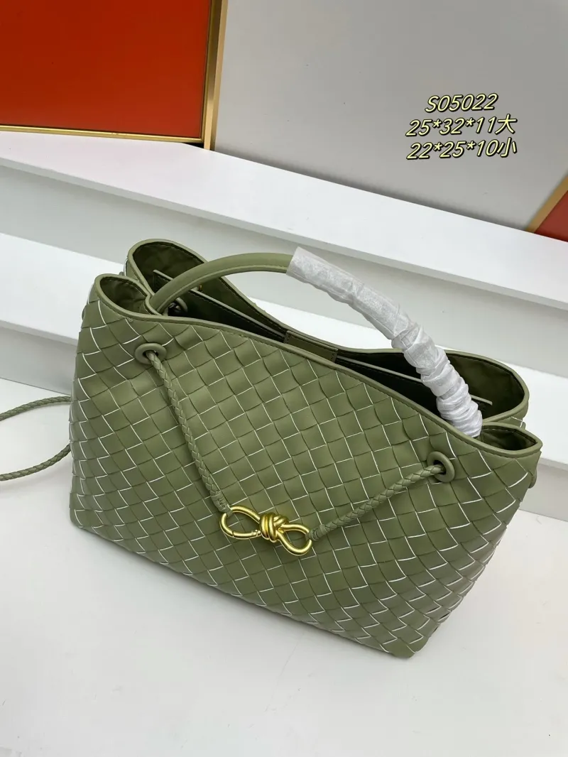 BV Olive Green Woven Tote Bag S05022 Large Small - Image 3