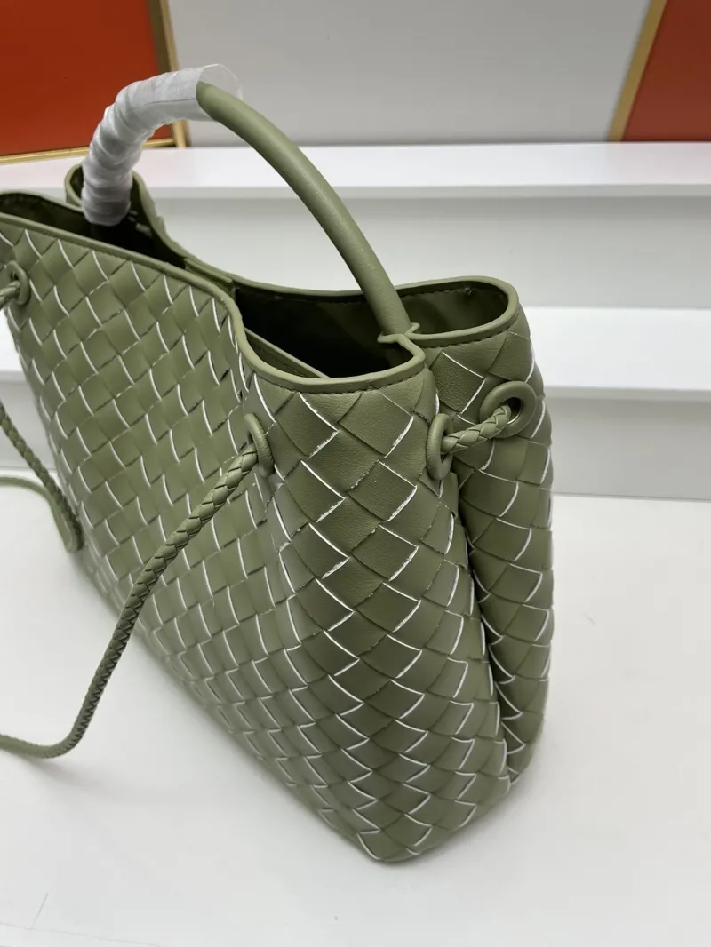 BV Olive Green Woven Tote Bag S05022 Large Small - Image 5