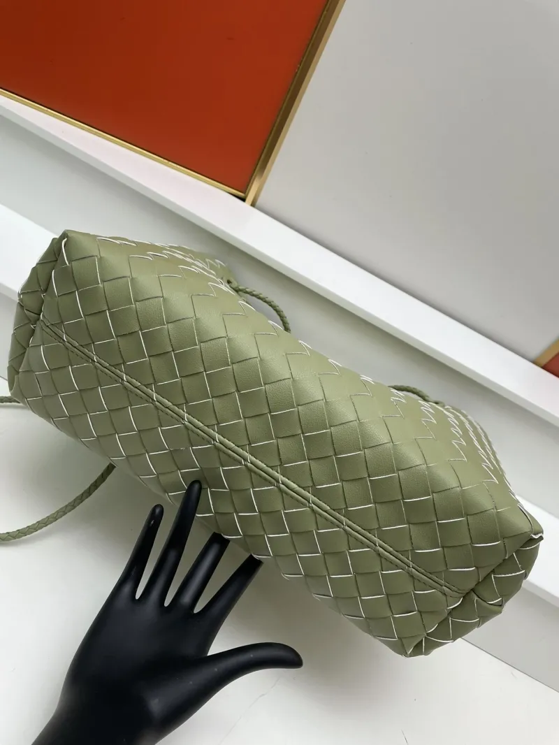 BV Olive Green Woven Tote Bag S05022 Large Small - Image 6