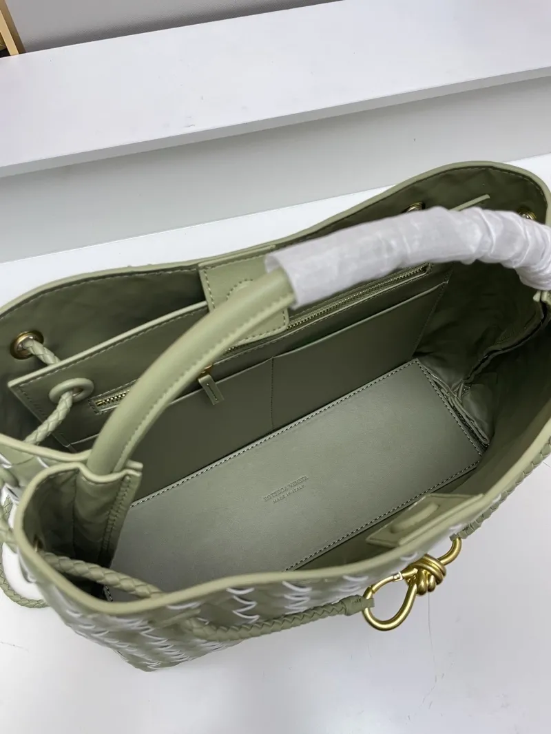 BV Olive Green Woven Tote Bag S05022 Large Small - Image 7