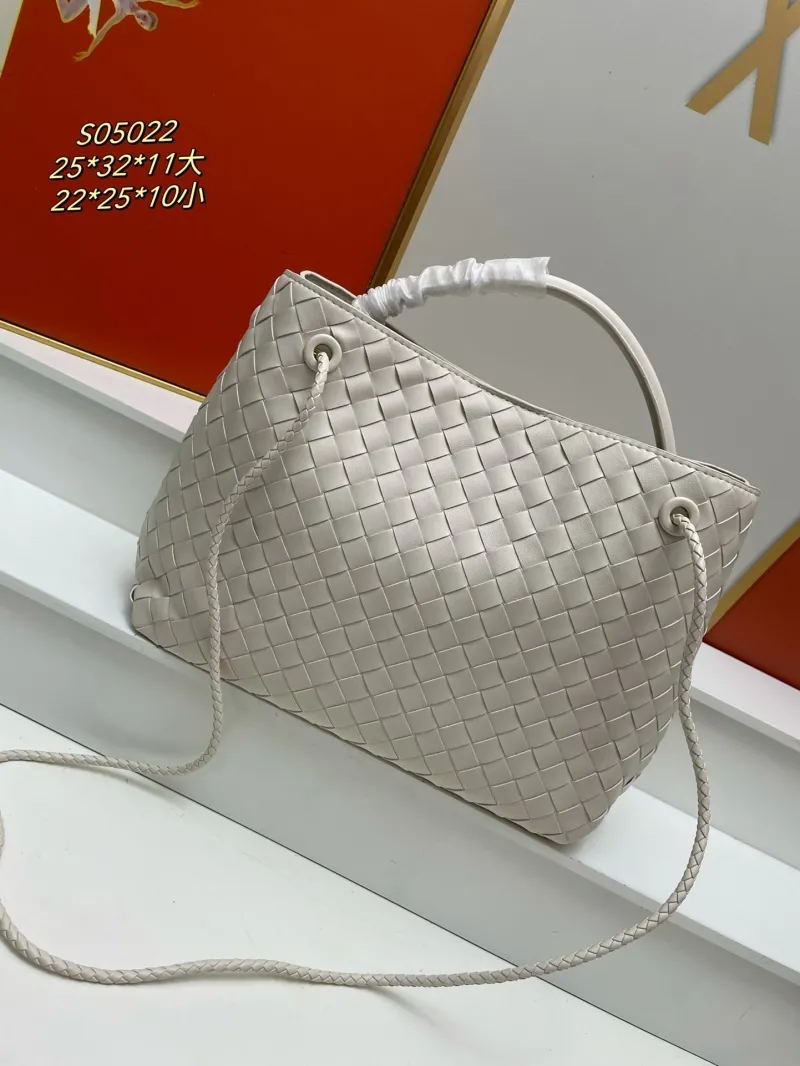 Alternative view of BV Woven Leather Tote Bag S05022 Cream Large Small