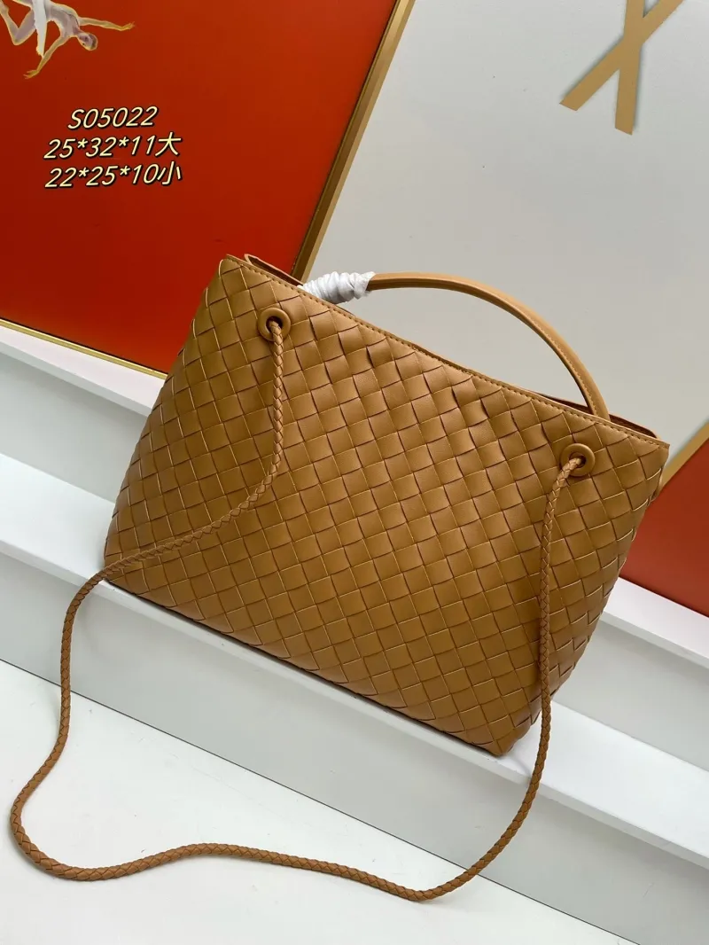 Alternative view of BV Woven Leather Tote Bag S05022 Tan Large Small