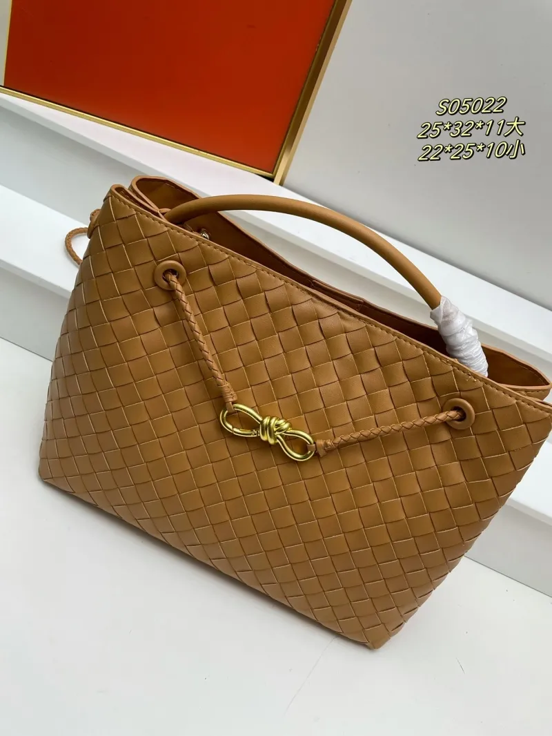 BV Woven Leather Tote Bag S05022 Tan Large Small - Image 3