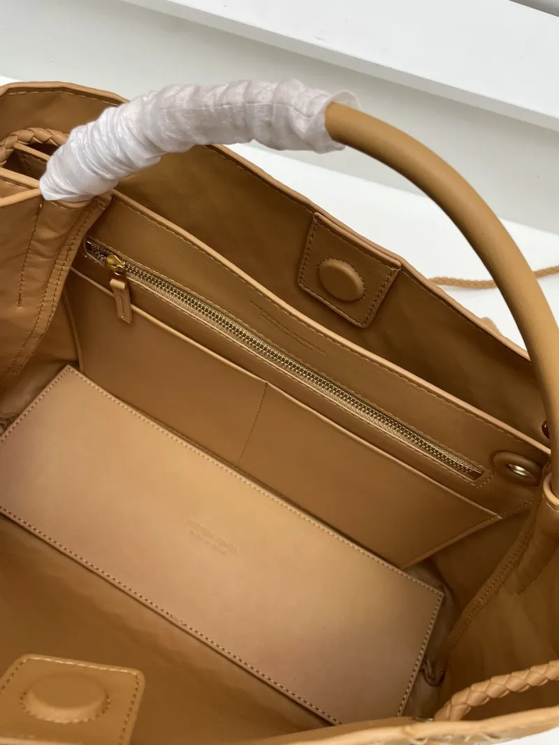 BV Woven Leather Tote Bag S05022 Tan Large Small - Image 7
