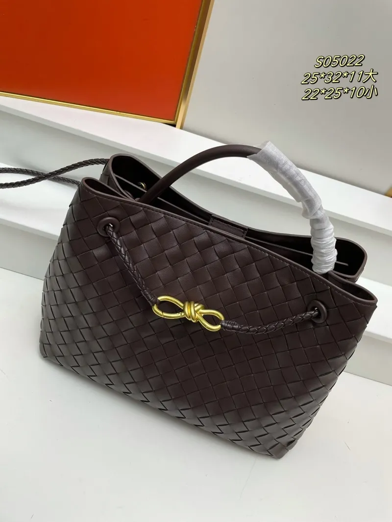BV Woven Leather Tote Bag S05022 Dark Brown