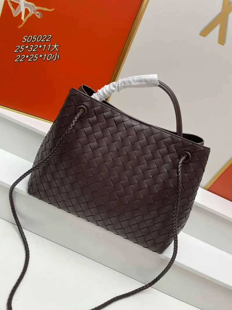Alternative view of BV Woven Leather Tote Bag S05022 Dark Brown