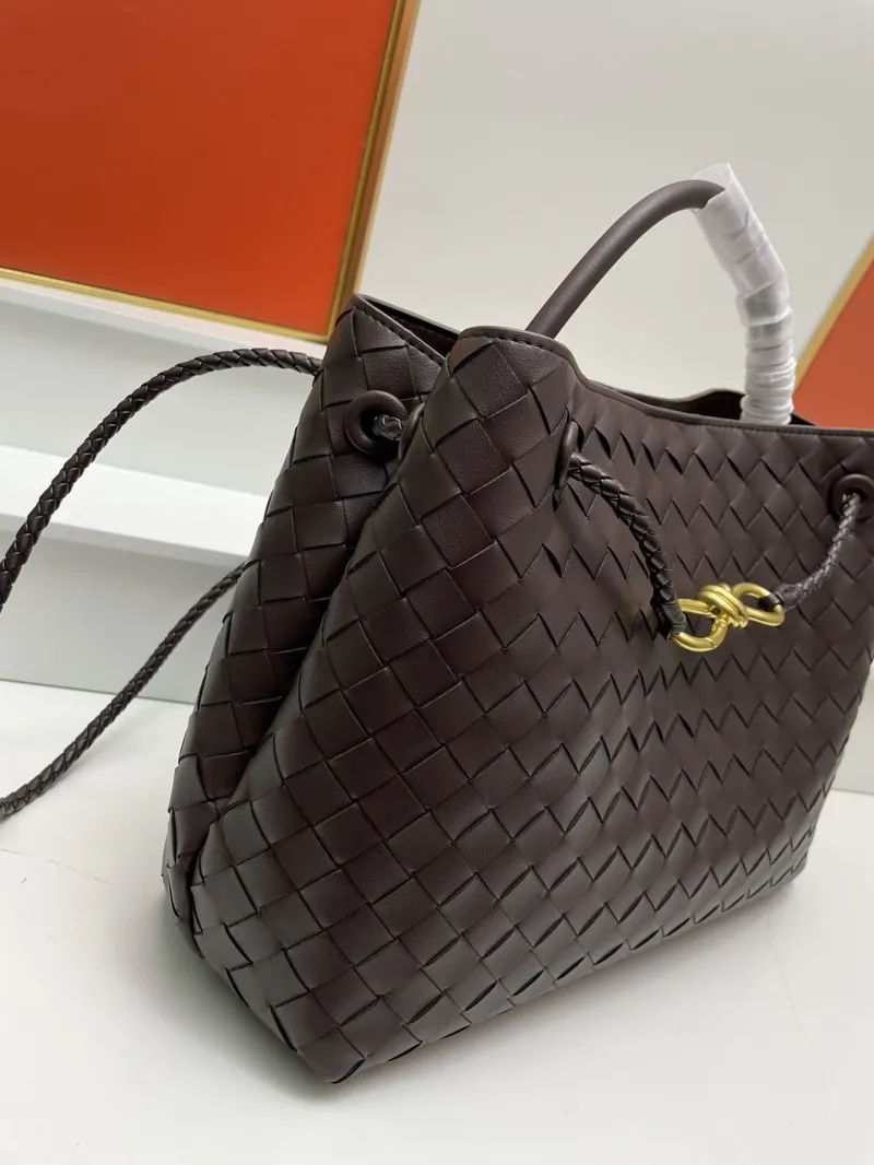 BV Woven Leather Tote Bag S05022 Dark Brown - Image 4