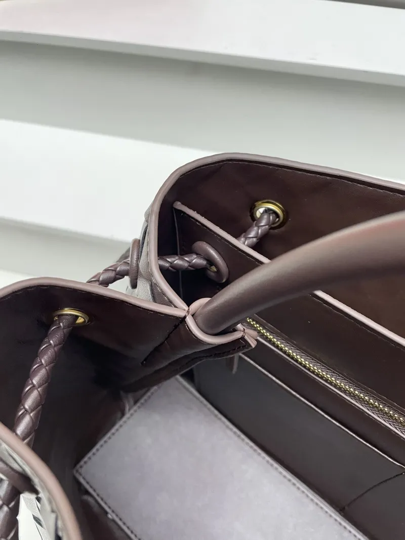 BV Woven Leather Tote Bag S05022 Dark Brown - Image 7