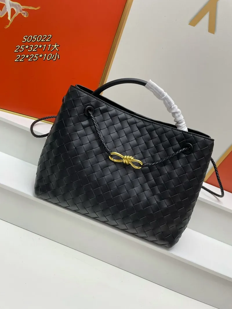 BV Black Woven Leather Tote Bag S05022 Large Small