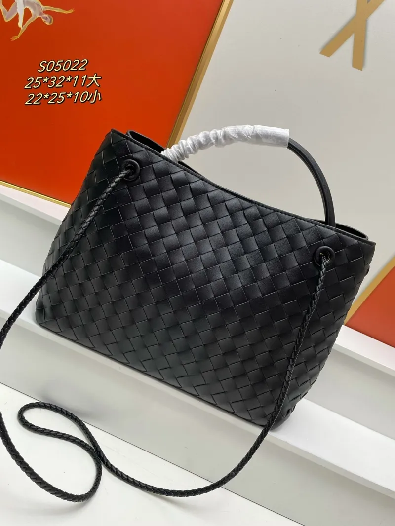 Alternative view of BV Black Woven Leather Tote Bag S05022 Large Small