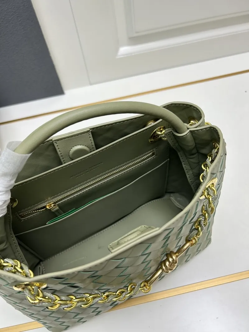 BV Olive Green Woven Shoulder Handbag S05022-1 - Image 8
