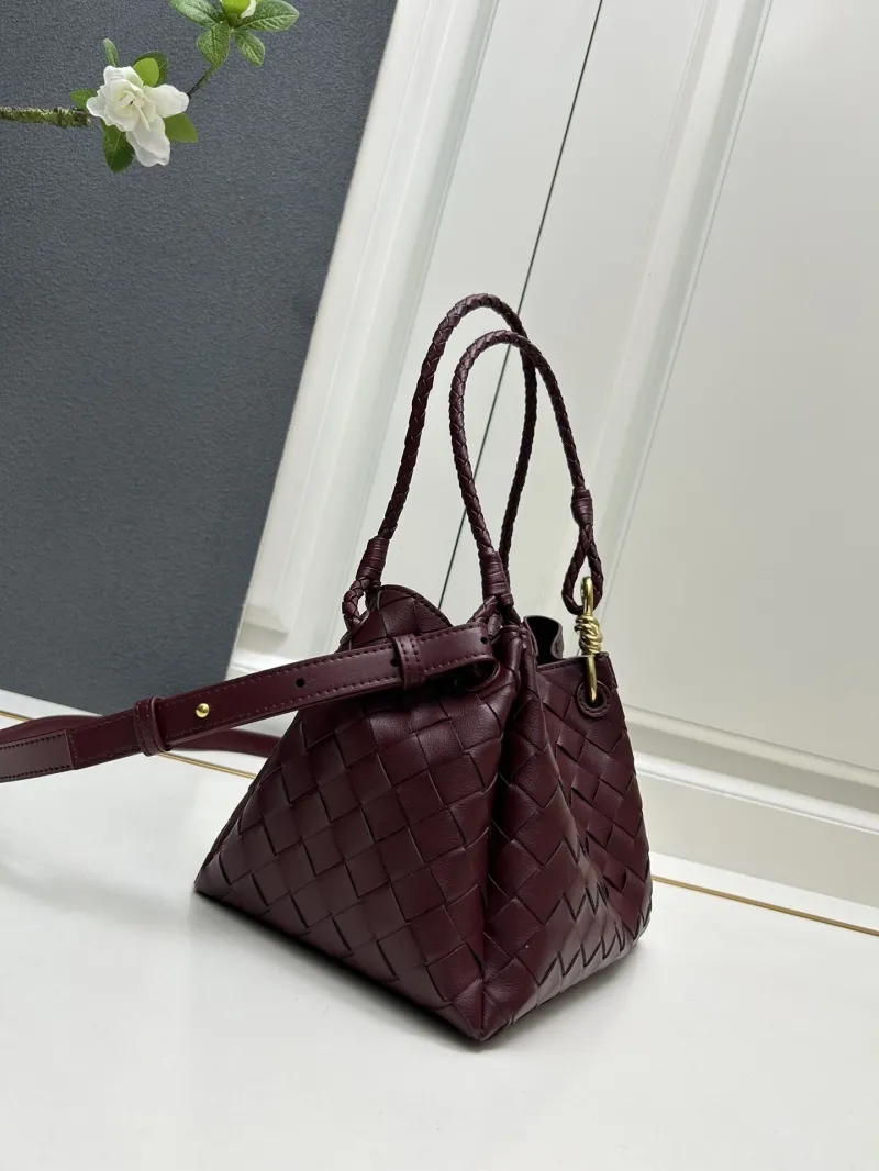 BV S0211 Burgundy Woven Leather Handbag - Image 3
