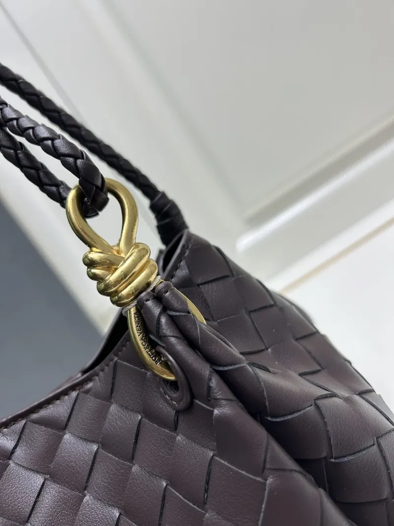 BV Dark Brown Woven Leather Shoulder Bag S0211 - Image 4