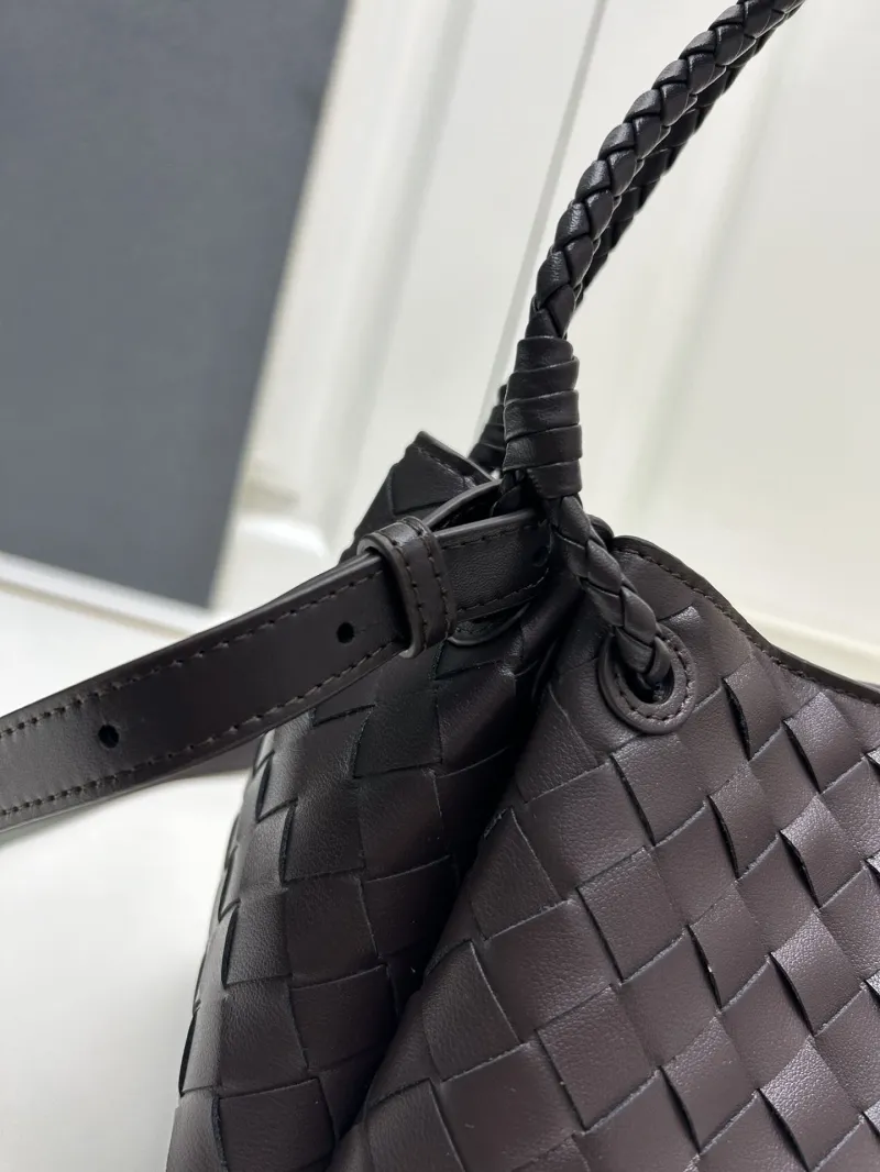 BV Dark Brown Woven Leather Shoulder Bag S0211 - Image 5